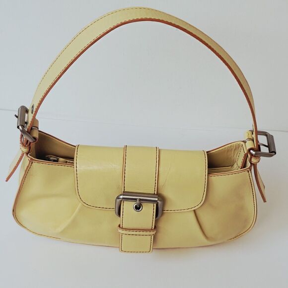 Hype Leather Yellow Red Seams Y2K Tote/Shoulder Purse - Picture 8 of 13